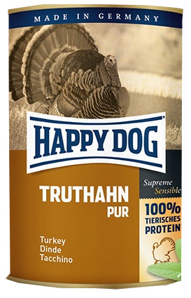 Happy Dog konzerva pre psy Truthahn pur s morčacím mäsom 400g