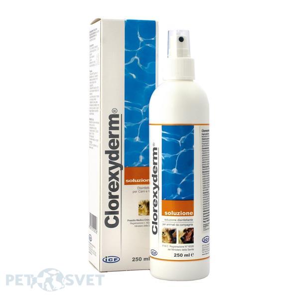 Clorexyderm spray antiseptikum a čistiaci roztok pre mačky a psov 250 ml