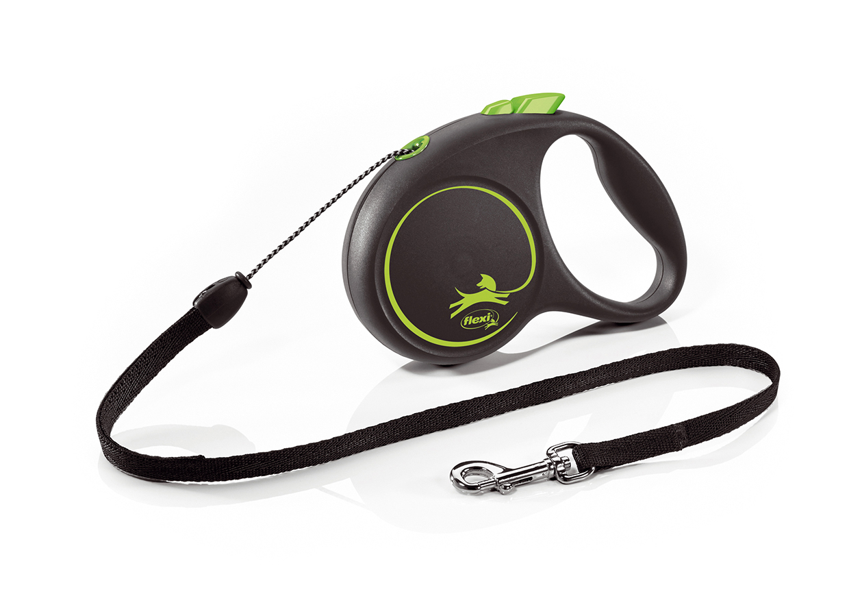 FLEXI Black Design S 5 m zelená samonavíjacia vôdzka pre psy do 12 kg s lankom