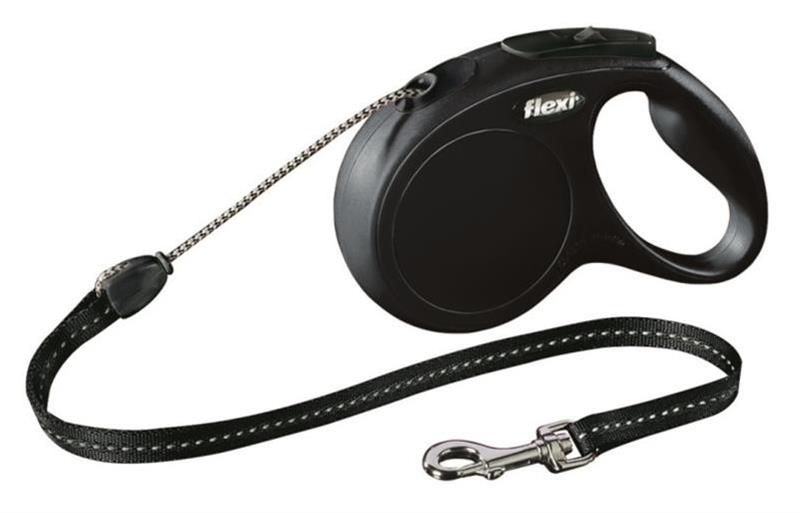 FLEXI Classic NEW M  5 m čierna samonavíjacia vôdzka pre psy do 20 kg s lankom