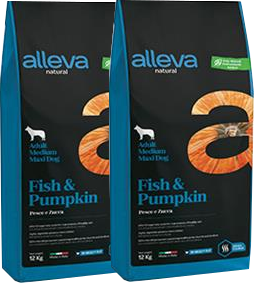 2x Alleva NATURAL dog adult medium & maxi fish & pumpkin 12 kg + DOPRAVA ZDARMA