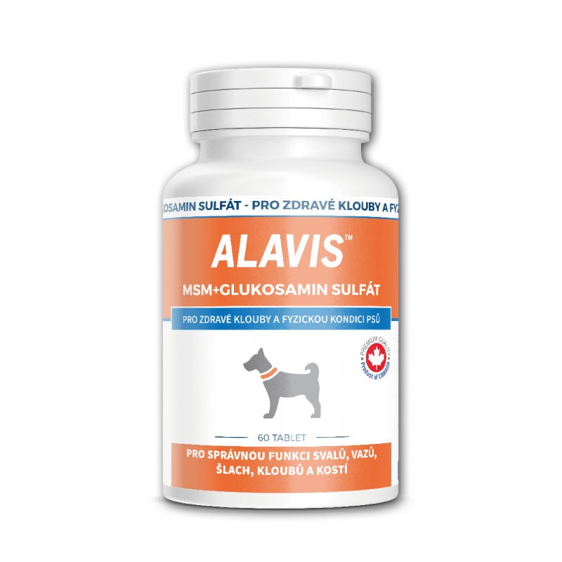 ALAVIS MSM + Glukosamin sulfát pre správnu funkciu šliach a kĺbov u psov 60 tbl.