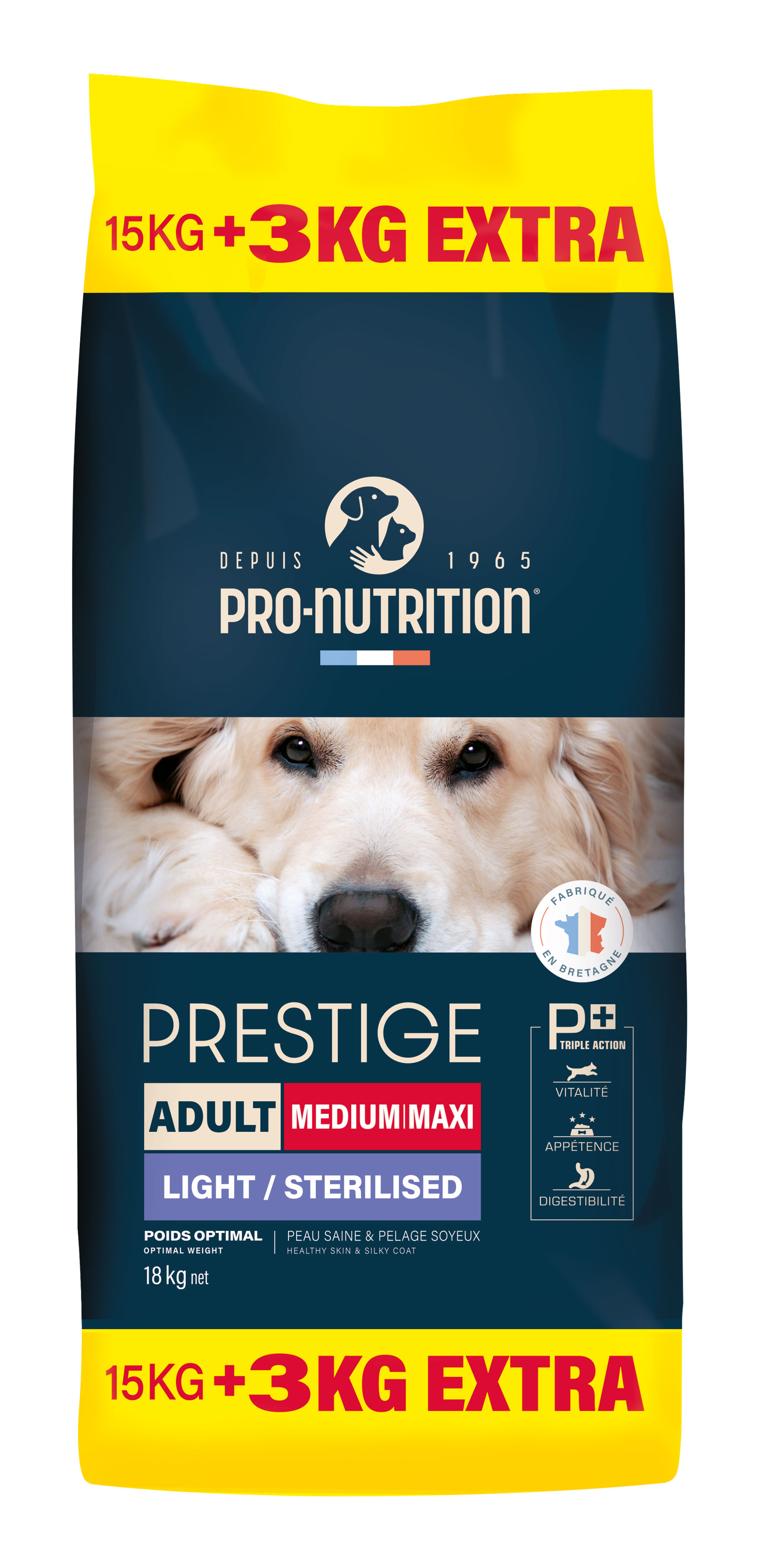 Flatazor Pro-Nutrition prestige adult medium/maxi light&sterilised 15 kg + 3 kg ZDARMA