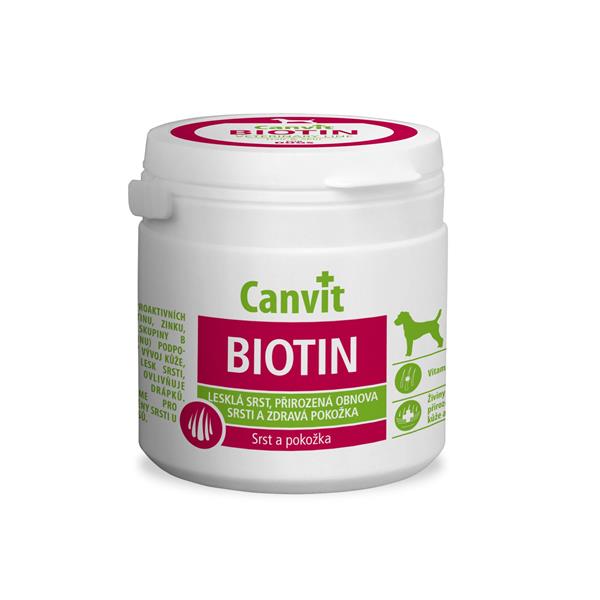 Canvit Biotin pre psy pre lesklú srsť, obnovu srsti a zdravú pokožku psov 100 g