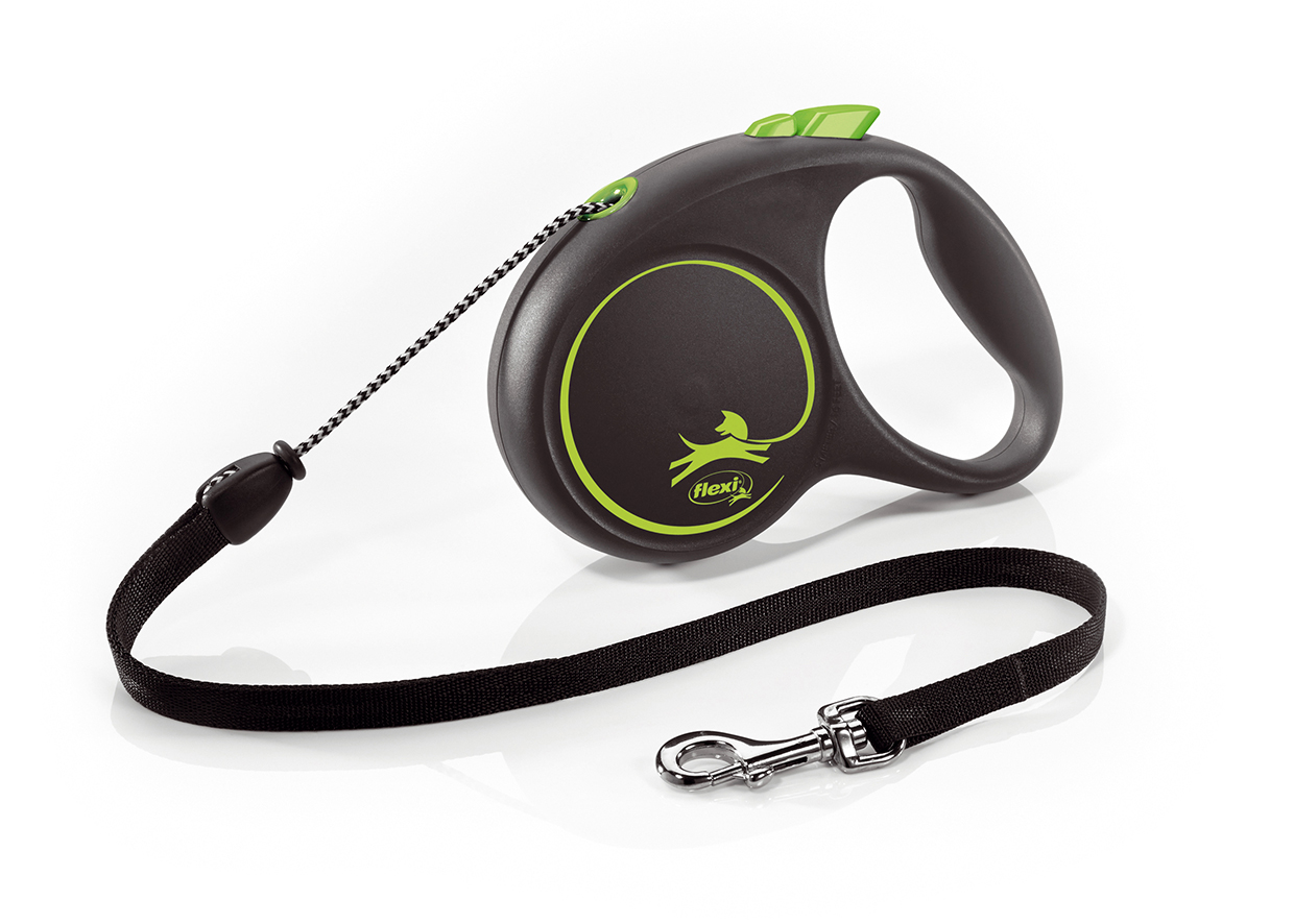 FLEXI Black Design M 5 m zelená samonavíjacia vôdzka pre psy do 20 kg s lankom