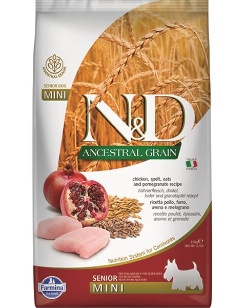 Farmina N&D dog AG senior mini, chicken, spelt, oats & pomegranate 2,5 kg
