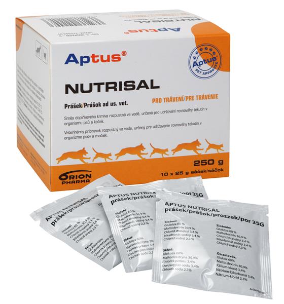 Aptus NUTRISAL vet powd. pre obnovenie hydratácie u psov a mačiek 10 x 25 g