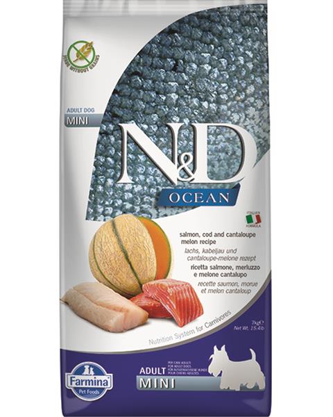 Farmina N&D dog OCEAN (GF) adult mini, salmon, cod & melon 7 kg + DOPRAVA ZDARMA