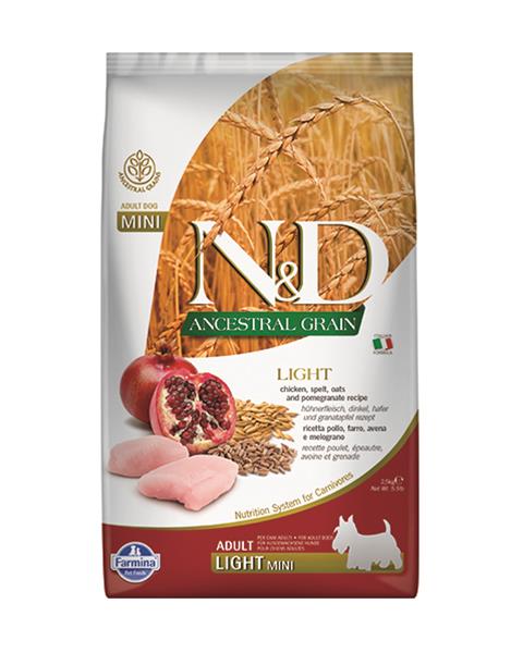  Farmina N&D dog AG adult mini, light, chicken, spelt, oats & pomegranate 2,5 kg