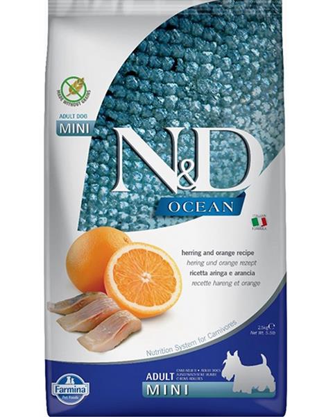 Farmina N&D dog OCEAN (GF) adult mini, herring & orange 2,5 kg