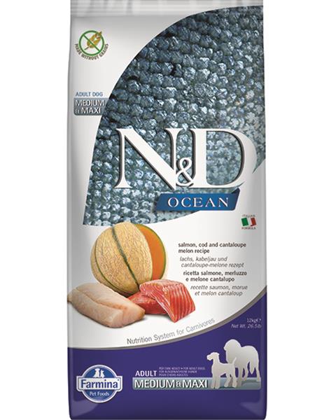 Farmina N&D dog OCEAN (GF) adult medium & maxi, salmon 12 kg + DOPRAVA ZDARMA