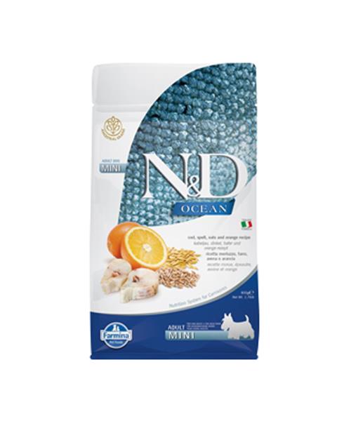 Farmina N&D dog OCEAN (AG) adult mini, codfish, spelt, oats & orange 0,8 kg