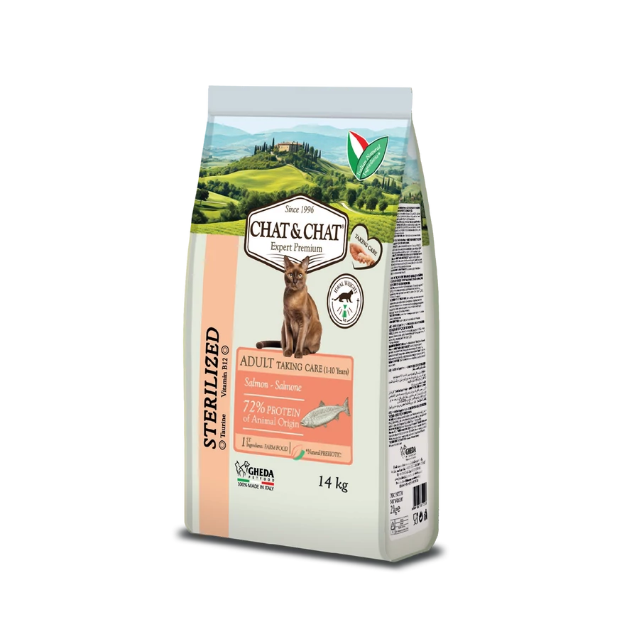 GHEDA Chat&Chat sterilised s lososom 14 kg