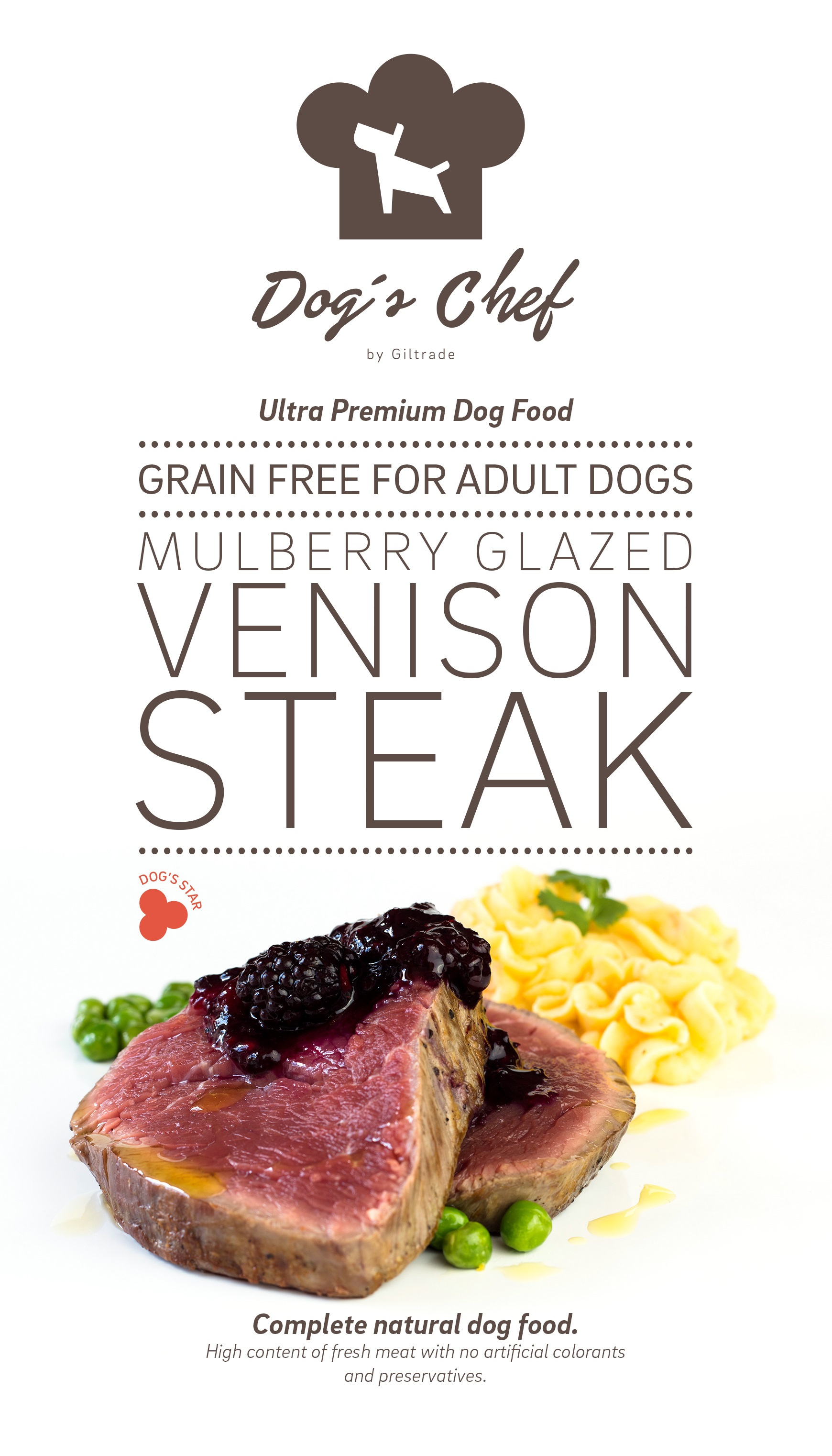 DOG’S CHEF Mulberry Glazed Venison Steak 15 kg + DOPRAVA ZDARMA