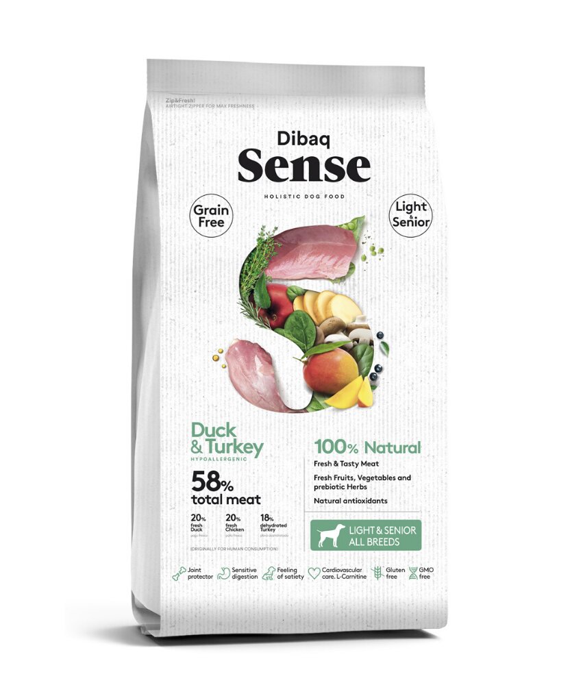 DIBAQ SENSE Grain Free Duck&Turkey Light&Senior 12 kg