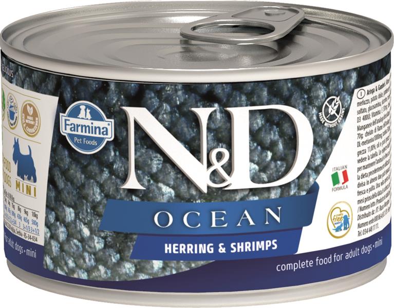 Farmina N&D dog OCEAN herring & shrimps konzerva pre psy 140 g